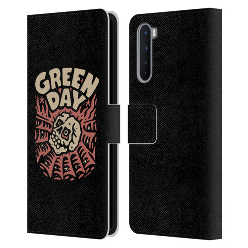 Green Day Graphics Skull Spider Leather Book Wallet Case Cover For OnePlus Nord 5G