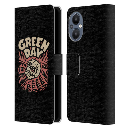 Green Day Graphics Skull Spider Leather Book Wallet Case Cover For OnePlus Nord N20 5G