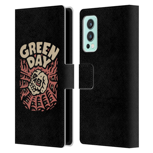 Green Day Graphics Skull Spider Leather Book Wallet Case Cover For OnePlus Nord 2 5G