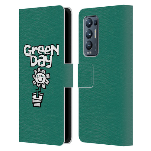 Green Day Graphics Flower Leather Book Wallet Case Cover For OPPO Find X3 Neo / Reno5 Pro+ 5G