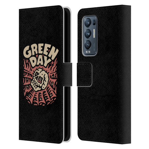 Green Day Graphics Skull Spider Leather Book Wallet Case Cover For OPPO Find X3 Neo / Reno5 Pro+ 5G
