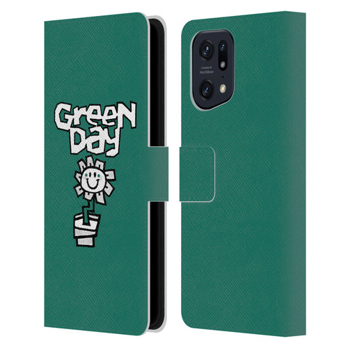 Green Day Graphics Flower Leather Book Wallet Case Cover For OPPO Find X5