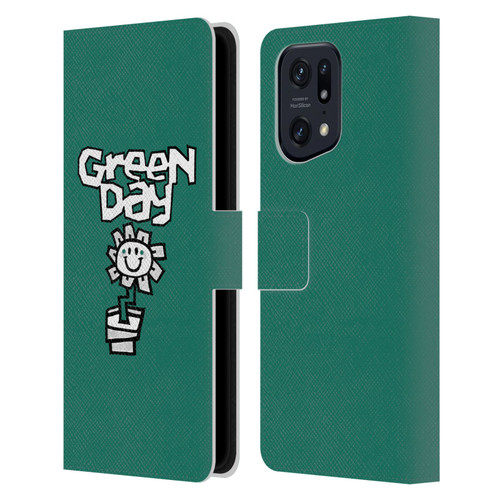 Green Day Graphics Flower Leather Book Wallet Case Cover For OPPO Find X5 Pro