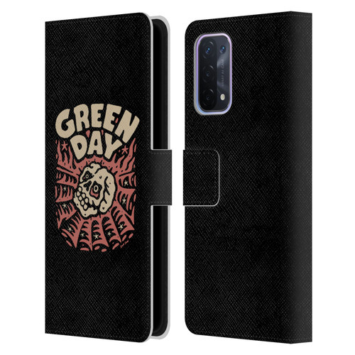 Green Day Graphics Skull Spider Leather Book Wallet Case Cover For OPPO A54 5G