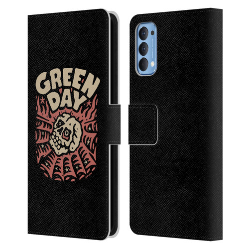Green Day Graphics Skull Spider Leather Book Wallet Case Cover For OPPO Reno 4 5G