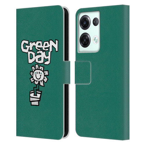 Green Day Graphics Flower Leather Book Wallet Case Cover For OPPO Reno8 Pro