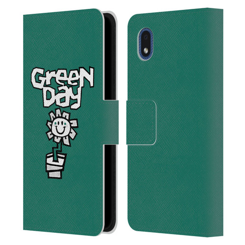Green Day Graphics Flower Leather Book Wallet Case Cover For Samsung Galaxy A01 Core (2020)