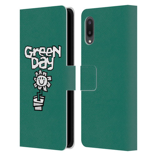 Green Day Graphics Flower Leather Book Wallet Case Cover For Samsung Galaxy A02/M02 (2021)