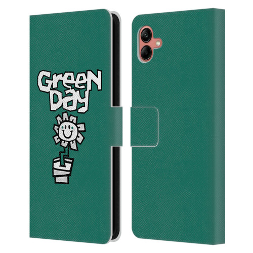 Green Day Graphics Flower Leather Book Wallet Case Cover For Samsung Galaxy A04 (2022)