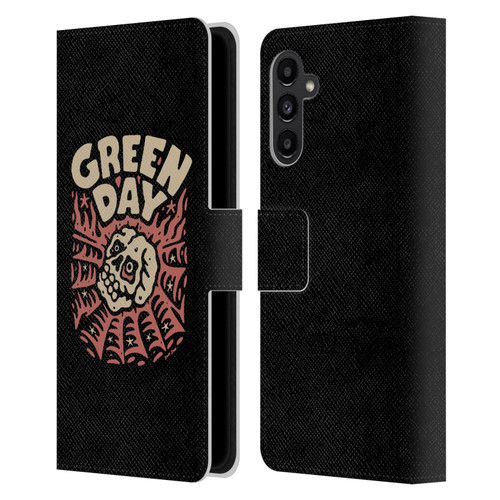 Green Day Graphics Skull Spider Leather Book Wallet Case Cover For Samsung Galaxy A13 5G (2021)