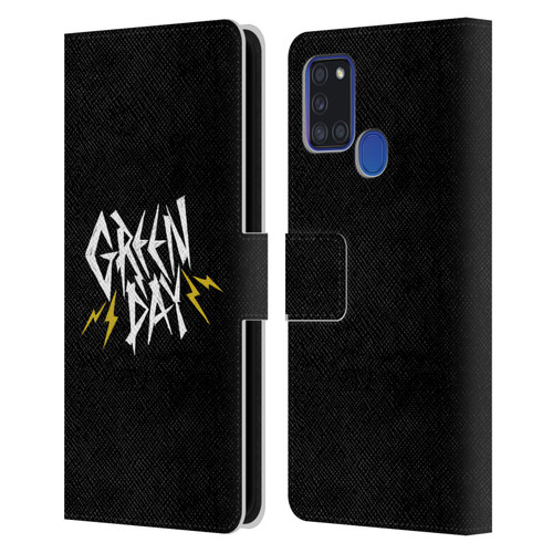 Green Day Graphics Bolts Leather Book Wallet Case Cover For Samsung Galaxy A21s (2020)
