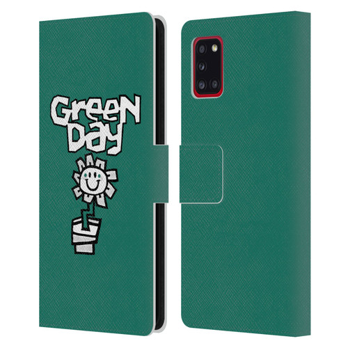 Green Day Graphics Flower Leather Book Wallet Case Cover For Samsung Galaxy A31 (2020)