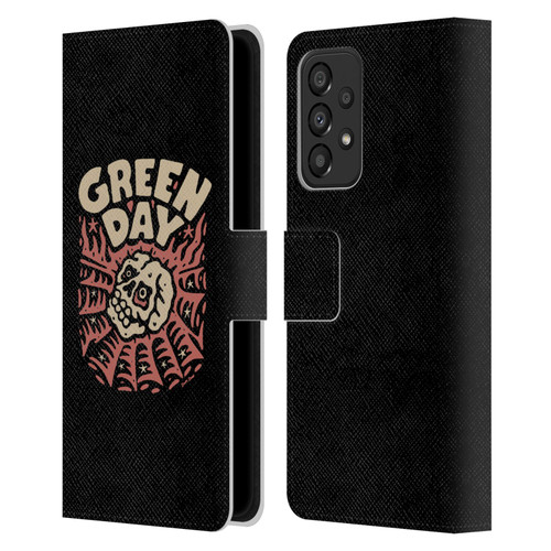 Green Day Graphics Skull Spider Leather Book Wallet Case Cover For Samsung Galaxy A33 5G (2022)