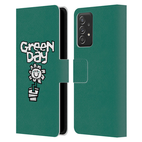 Green Day Graphics Flower Leather Book Wallet Case Cover For Samsung Galaxy A52 / A52s / 5G (2021)