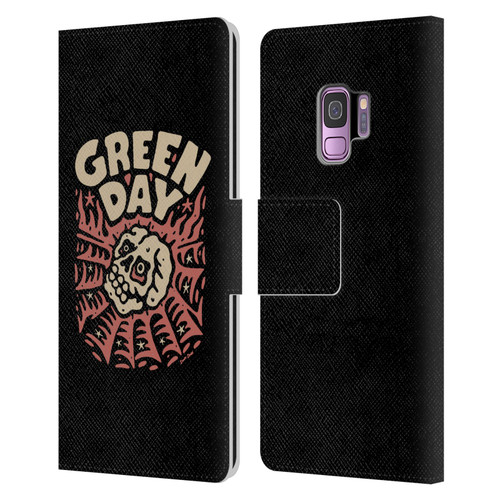 Green Day Graphics Skull Spider Leather Book Wallet Case Cover For Samsung Galaxy S9