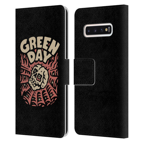 Green Day Graphics Skull Spider Leather Book Wallet Case Cover For Samsung Galaxy S10
