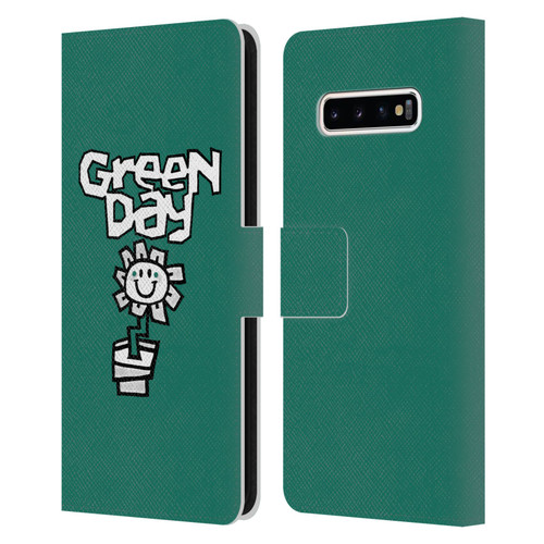 Green Day Graphics Flower Leather Book Wallet Case Cover For Samsung Galaxy S10+ / S10 Plus