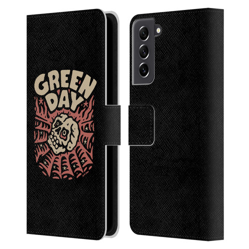 Green Day Graphics Skull Spider Leather Book Wallet Case Cover For Samsung Galaxy S21 FE 5G