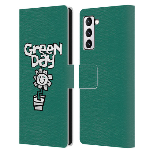 Green Day Graphics Flower Leather Book Wallet Case Cover For Samsung Galaxy S21+ 5G
