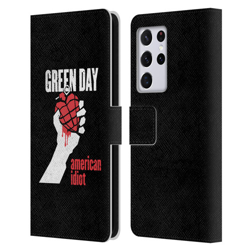 Green Day Graphics American Idiot Leather Book Wallet Case Cover For Samsung Galaxy S21 Ultra 5G