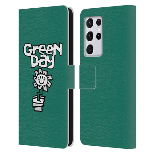 Green Day Graphics Flower Leather Book Wallet Case Cover For Samsung Galaxy S21 Ultra 5G