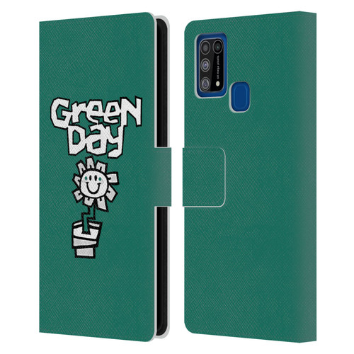 Green Day Graphics Flower Leather Book Wallet Case Cover For Samsung Galaxy M31 (2020)