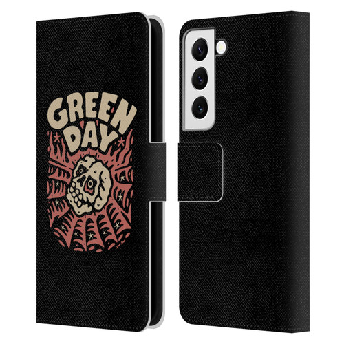 Green Day Graphics Skull Spider Leather Book Wallet Case Cover For Samsung Galaxy S22 5G