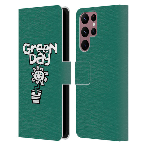 Green Day Graphics Flower Leather Book Wallet Case Cover For Samsung Galaxy S22 Ultra 5G