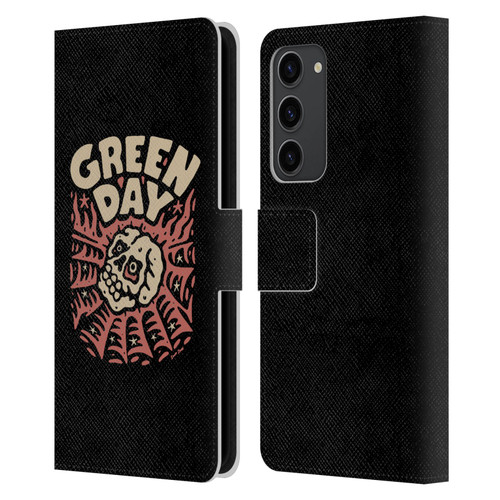 Green Day Graphics Skull Spider Leather Book Wallet Case Cover For Samsung Galaxy S23+ 5G
