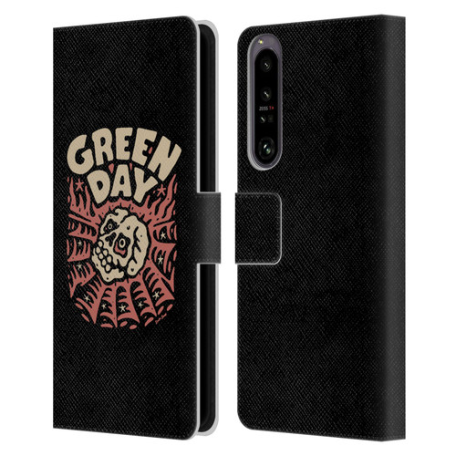 Green Day Graphics Skull Spider Leather Book Wallet Case Cover For Sony Xperia 1 IV