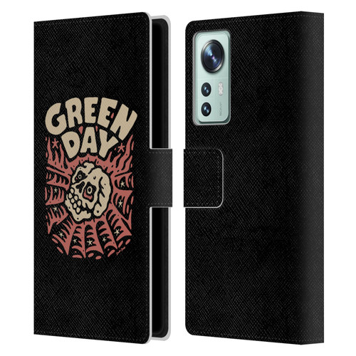 Green Day Graphics Skull Spider Leather Book Wallet Case Cover For Xiaomi 12