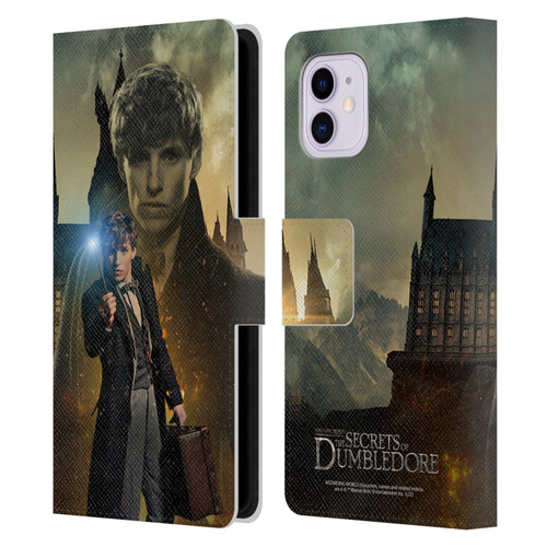 Fantastic Beasts: Secrets of Dumbledore Character Art Newt Scamander Leather Book Wallet Case Cover For Apple iPhone 11