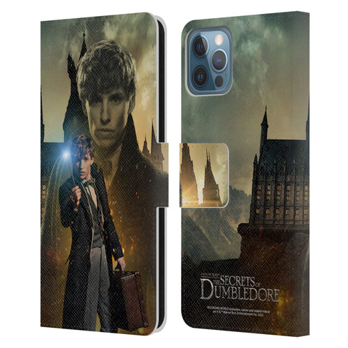 Fantastic Beasts: Secrets of Dumbledore Character Art Newt Scamander Leather Book Wallet Case Cover For Apple iPhone 12 / iPhone 12 Pro