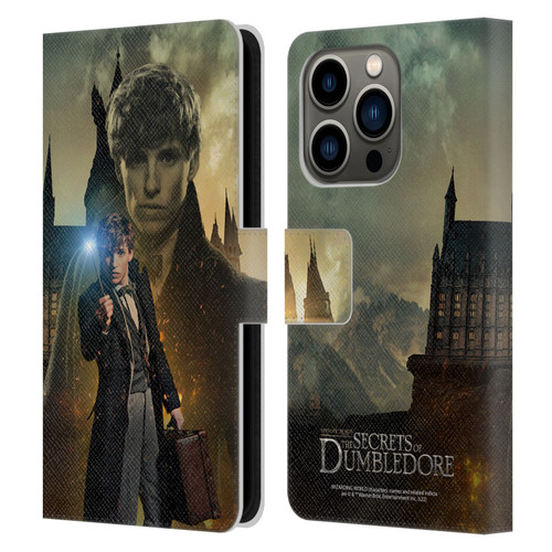 Fantastic Beasts: Secrets of Dumbledore Character Art Newt Scamander Leather Book Wallet Case Cover For Apple iPhone 14 Pro