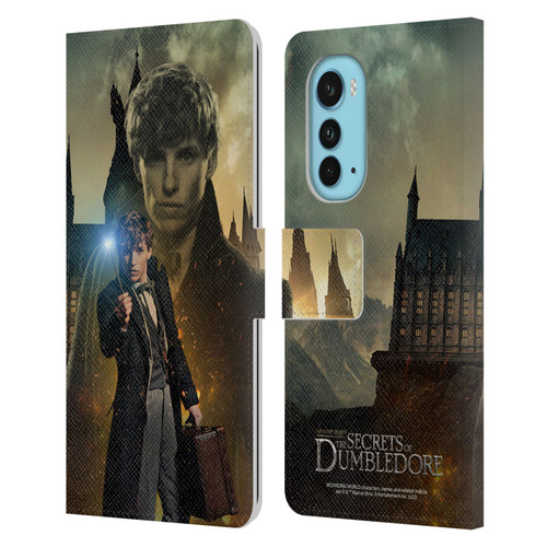Fantastic Beasts: Secrets of Dumbledore Character Art Newt Scamander Leather Book Wallet Case Cover For Motorola Edge (2022)