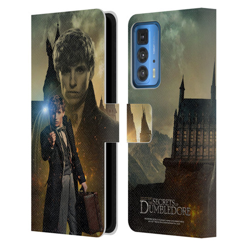 Fantastic Beasts: Secrets of Dumbledore Character Art Newt Scamander Leather Book Wallet Case Cover For Motorola Edge 20 Pro