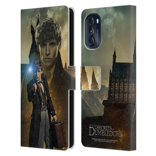 Fantastic Beasts: Secrets of Dumbledore Character Art Newt Scamander Leather Book Wallet Case Cover For Motorola Moto G (2022)