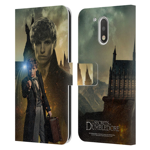 Fantastic Beasts: Secrets of Dumbledore Character Art Newt Scamander Leather Book Wallet Case Cover For Motorola Moto G41