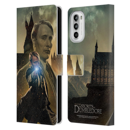 Fantastic Beasts: Secrets of Dumbledore Character Art Gellert Grindelwald Leather Book Wallet Case Cover For Motorola Moto G52