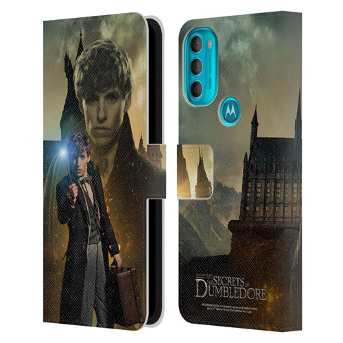 Fantastic Beasts: Secrets of Dumbledore Character Art Newt Scamander Leather Book Wallet Case Cover For Motorola Moto G71 5G