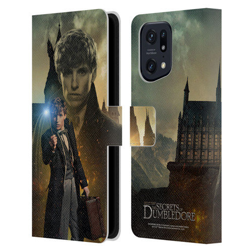 Fantastic Beasts: Secrets of Dumbledore Character Art Newt Scamander Leather Book Wallet Case Cover For OPPO Find X5 Pro