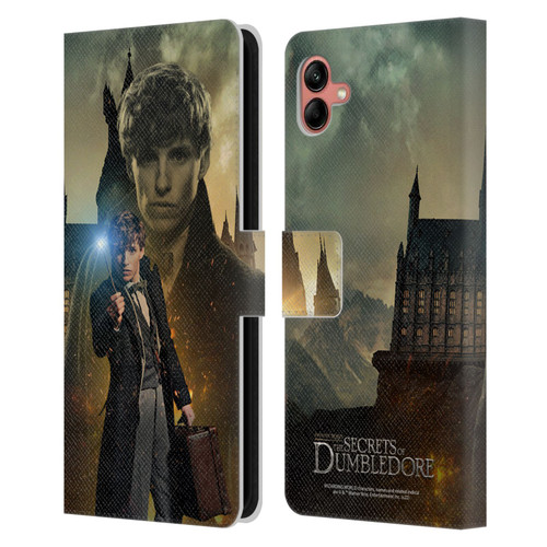 Fantastic Beasts: Secrets of Dumbledore Character Art Newt Scamander Leather Book Wallet Case Cover For Samsung Galaxy A04 (2022)