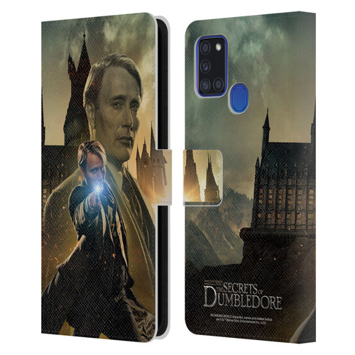 Fantastic Beasts: Secrets of Dumbledore Character Art Gellert Grindelwald Leather Book Wallet Case Cover For Samsung Galaxy A21s (2020)