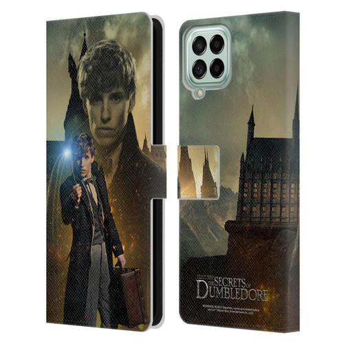 Fantastic Beasts: Secrets of Dumbledore Character Art Newt Scamander Leather Book Wallet Case Cover For Samsung Galaxy M53 (2022)