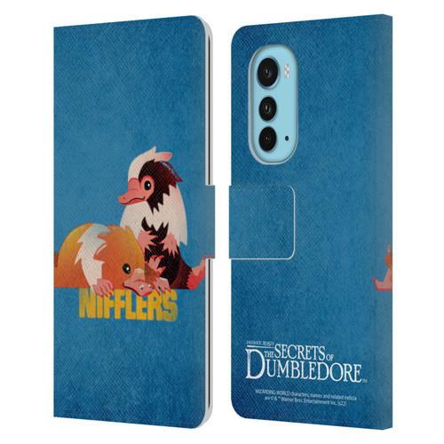 Fantastic Beasts: Secrets of Dumbledore Graphic Badges Nifflers Leather Book Wallet Case Cover For Motorola Edge (2022)