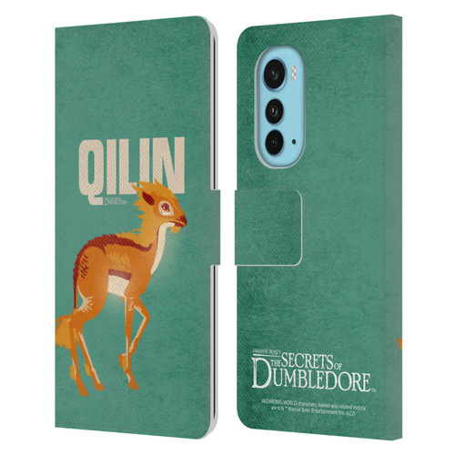 Fantastic Beasts: Secrets of Dumbledore Graphic Badges Qilin Leather Book Wallet Case Cover For Motorola Edge (2022)