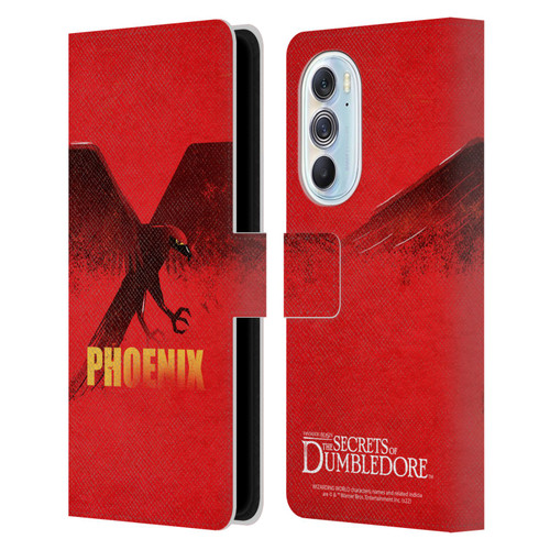 Fantastic Beasts: Secrets of Dumbledore Graphic Badges Phoenix Leather Book Wallet Case Cover For Motorola Edge X30