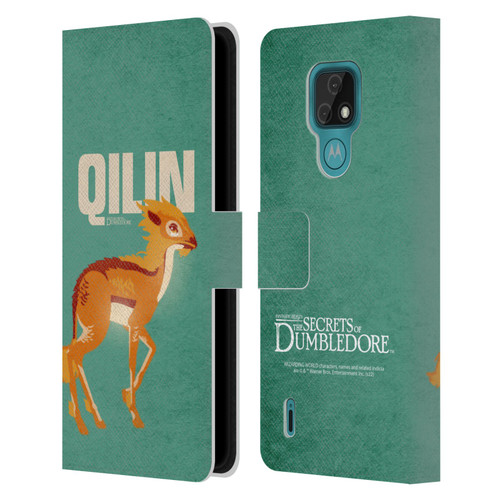 Fantastic Beasts: Secrets of Dumbledore Graphic Badges Qilin Leather Book Wallet Case Cover For Motorola Moto E7
