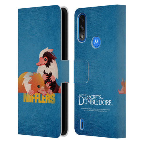 Fantastic Beasts: Secrets of Dumbledore Graphic Badges Nifflers Leather Book Wallet Case Cover For Motorola Moto E7 Power / Moto E7i Power