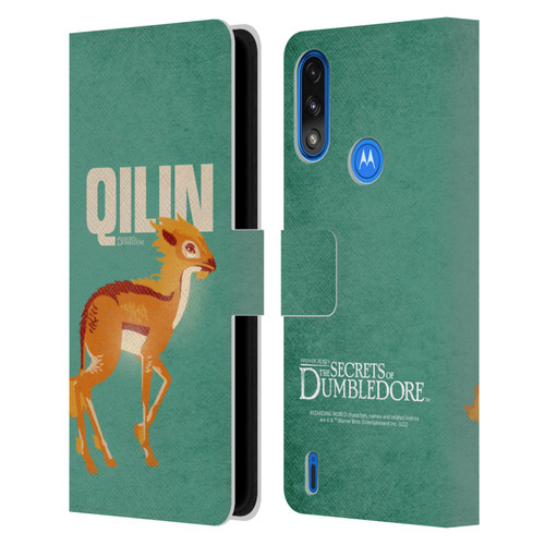 Fantastic Beasts: Secrets of Dumbledore Graphic Badges Qilin Leather Book Wallet Case Cover For Motorola Moto E7 Power / Moto E7i Power